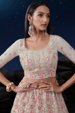 Light Beige Net Embroidered Wedding Wear Lehenga