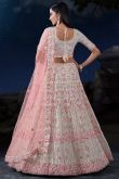 Light Beige Net Embroidered Wedding Wear Lehenga