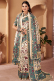 Light Beige Pashmina Printed Casual Wear Saree
