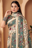Light Beige Pashmina Printed Casual Wear Saree