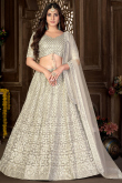 Light Beige Sequins Embroidered Net A-line Lehenga 