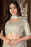 Light Beige Sequins Embroidered Net A-line Lehenga 