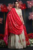 Light Beige Silk Blend Lehenga With Gota Patti Work For Wedding