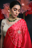 Light Beige Silk Blend Lehenga With Gota Patti Work For Wedding