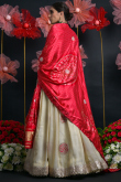 Light Beige Silk Blend Lehenga With Gota Patti Work For Wedding