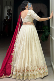 Light Beige Silk Blend Lehenga With Zari Work For Festival