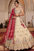 Light Beige Silk Blend Lehenga with Zari Work for Wedding & Sangeet Look