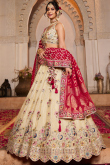 Light Beige Silk Blend Lehenga with Zari Work for Wedding & Sangeet Look