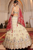 Light Beige Silk Blend Lehenga with Zari Work for Wedding & Sangeet Look