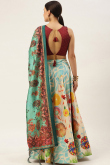 Light Beige Silk Digital print A-Line Style Lehenga
