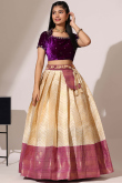 Light Beige Silk Embroidered A Line Lehenga 