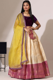Light Beige Silk Embroidered A Line Lehenga 