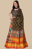 Light Beige A-Line Lehenga with Black Dupatta & Sequin Work
