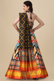 Light Beige A-Line Lehenga with Black Dupatta & Sequin Work