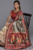 Light Beige Silk Lehenga with Zari Work & Grey Beige Dupatta