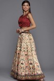 Light Beige Silk Lehenga with Zari Work & Grey Beige Dupatta