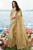Light Beige Silk Saree With Banglori Silk Blouse