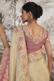 Light Beige Soft Silk Resham Thread Embroidered Ombre Saree