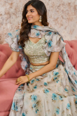Light Beige Tissue Silk Printed A-Line Style Lehenga