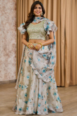 Light Beige Tissue Silk Printed A-Line Style Lehenga