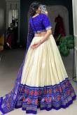 Light Beige Tussar Silk Lehenga With Printed Work For Diwali
