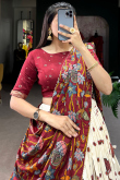 Light Beige Tussar Silk Lehenga With Zari Work For Diwali