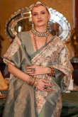 Elegant Tussar Silk Saree in Light Beige with Woven Zari Detail
