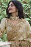 Light Beige Viscose Silk Embroidered Light Weight Saree