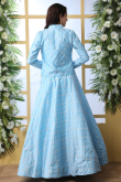 Light Blue Art Silk Embroidered Lehenga