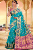 Light Blue Bhagalpuri Silk Saree With Silk Blouse