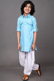 Light Blue Cotton Kid's Kurta Pajama