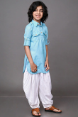 Light Blue Cotton Kid's Kurta Pajama