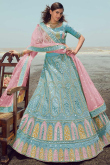Light Blue Georgette Embroidered Lehenga