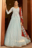 Light Blue Georgette Mirror Muqaiyyash Lehenga