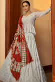 Light Blue Georgette Mirror Muqaiyyash Lehenga