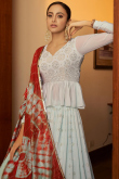 Light Blue Georgette Mirror Muqaiyyash Lehenga