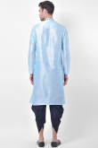Light Blue Men Printed Dhoti Kurta