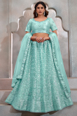 Light Blue Net Lehenga With Sequins Work For Weddings