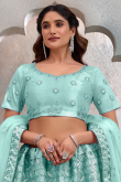 Light Blue Net Lehenga With Sequins Work For Weddings