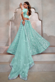 Light Blue Net Lehenga With Sequins Work For Weddings