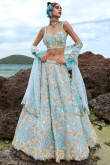 Light Blue Net Sequins Embroidered Panelled Lehenga 