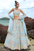 Light Blue Net Sequins Embroidered Panelled Lehenga 