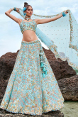 Light Blue Net Sequins Embroidered Panelled Lehenga 