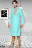 Light Blue Silk Kurta Pajama For Men