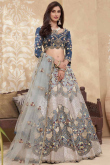 Light Blue Silk Embroidered Bridesmaid Lehenga