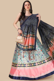 Light Blue Silk Lehenga with Halter Neck Blouse in Resham & Sequins Work 