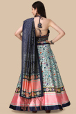 Light Blue Silk Lehenga with Halter Neck Blouse in Resham & Sequins Work 