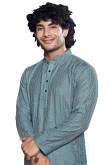 Light Blue Viscose Embroidered Straight Cut Men's Kurta Pajama 