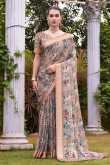 Light Brown Georgette Printed Light Weight Saree 