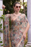 Light Brown Georgette Printed Light Weight Saree 